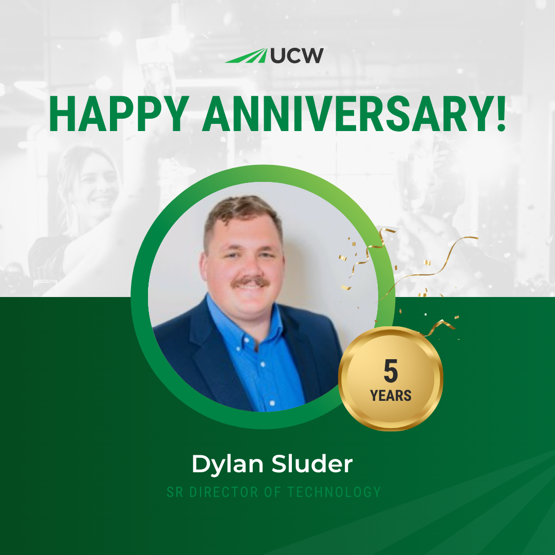 Image celebrating Dylan Lsuder's 5 year work anniversary